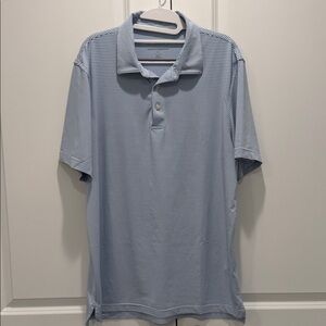 Vineyard Vines x Jim Nantz Men’s Performance Polo, Blue & White Striped, Large